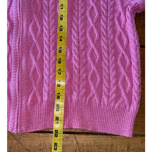 St. John Sport Pink Cable Knit Barbiecore Full Gold Zip Closure Sweater Size XL - Picture 8 of 8